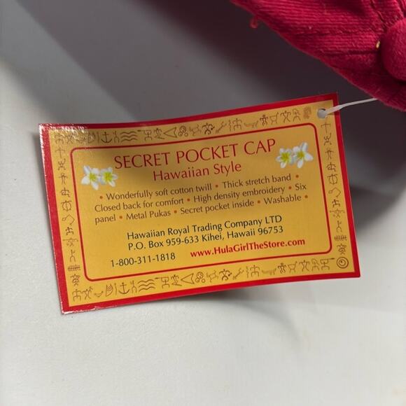 NWT Hula Girl Cigars Hawaii Red Baseball Hat Secret Pocket Cap - Picture 8 of 8